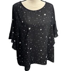 a.n.a  Relaxed Fit Flutter Sleeve Star Blouse Size XL